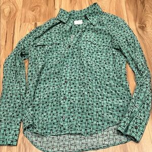 Equipment Femme Green and Black Patterned Safety Pins Shirt